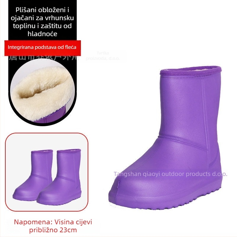 Ženske EVA čizme za kišu, visok cilindar, ravna peta, pogodne za jesen i zimu