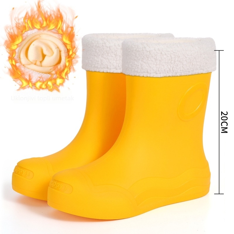 Ženske kišne čizme srednje visine, PVC gornji dio, niski pet 1–3 cm, zatvaranje manžetom, vodootporne