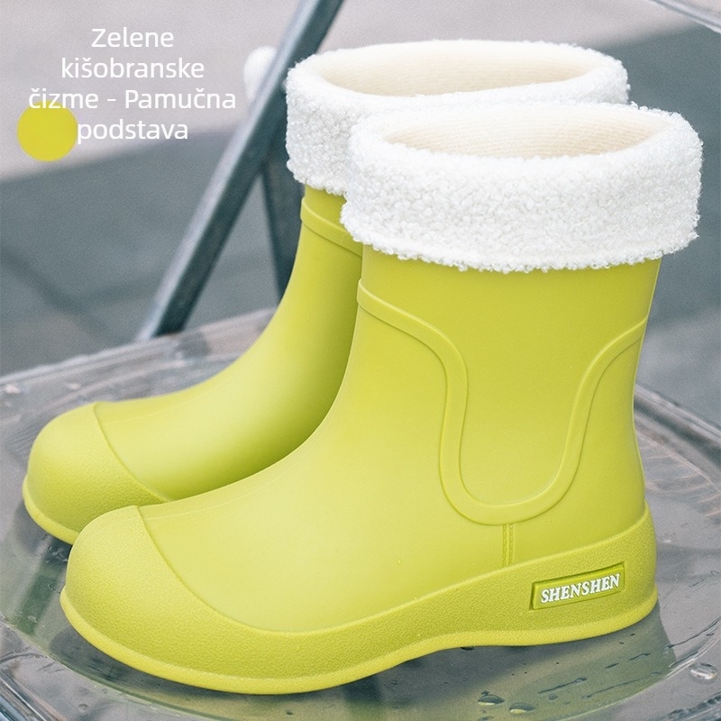 Ženske PVC kišne čizme, niski tubus, jednobojne, za četiri sezone, niska peta 1–3 cm