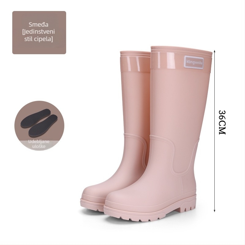 Ženske visoke kišne čizme od PVC-a - vodonepropusne, protuklizne, niski pet 1–3 cm, proljeće i jesen