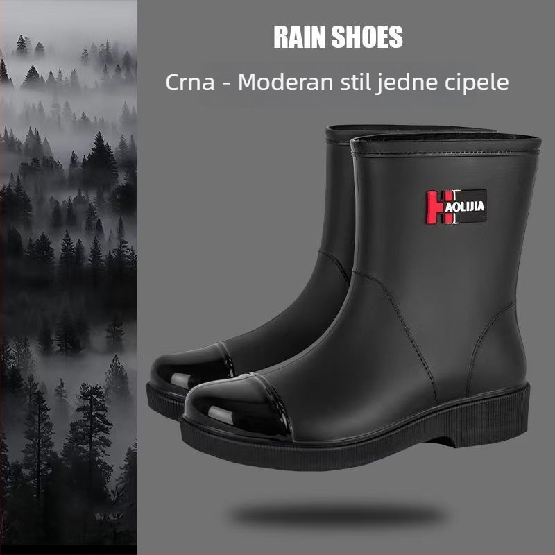 Ženske EVA kišne čizme, srednje visine, EVA gornji dio, protuklizni gumeni đon, ploska peta, jednodelna izrada, svakodnevna vanjska obuća