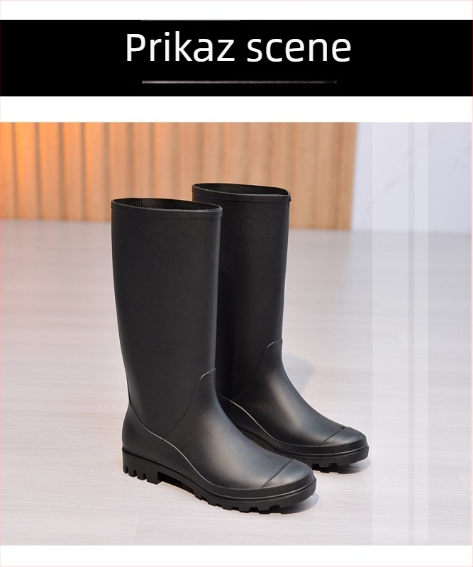 Ženske čizme za kišu, visoki gornji dio, mat završetak, PVC gornji dio, niski potpetica 1–3 cm, za proljeće i jesen