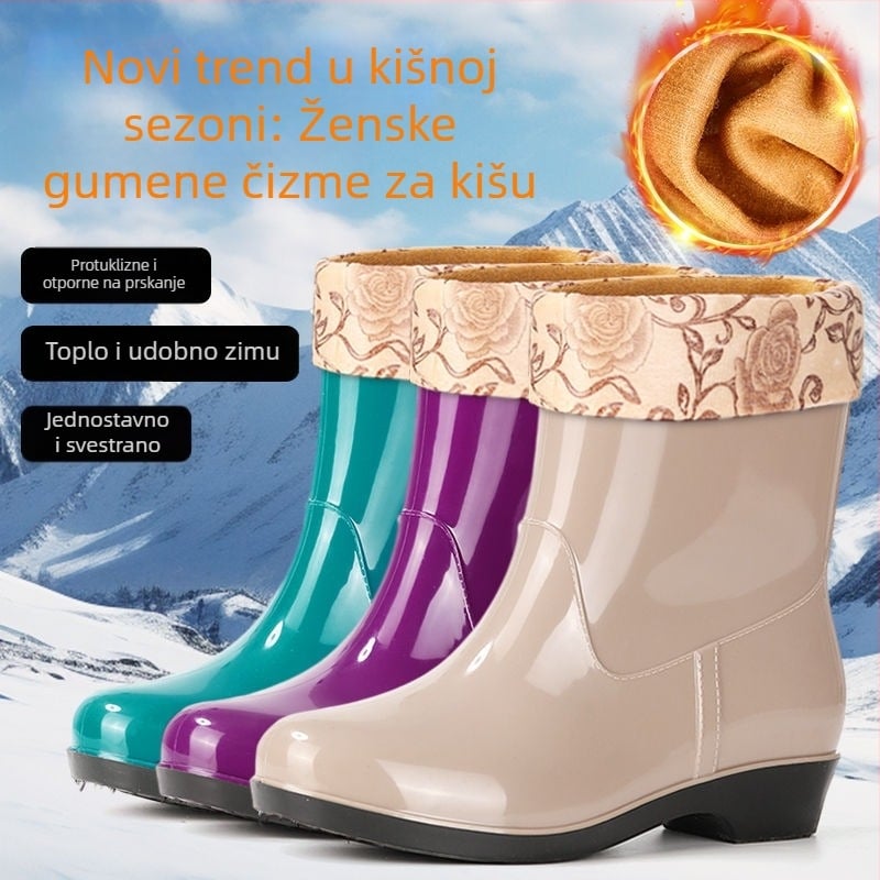 Ženske PVC čizme za kišu do sredine potkoljenice, vodootporne, protuklizne, otporne na habanje