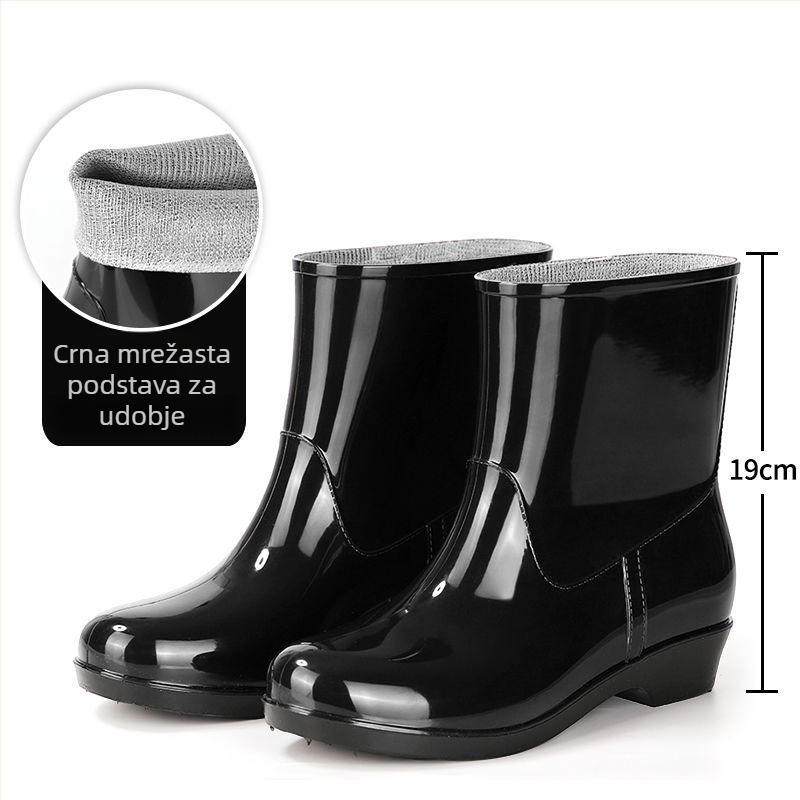 Ženske PVC čizme za kišu do sredine potkoljenice, vodootporne, protuklizne, otporne na habanje