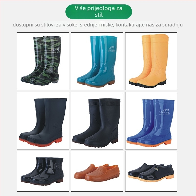 Ženske PVC čizme za kišu, visok šev, svakodnevni stil, niski potpetica 1–3 cm