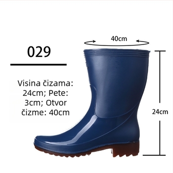 Golden Oak ženske PVC čizme za kišu, srednje visine, protuklizne, vodootporne, ravna peta