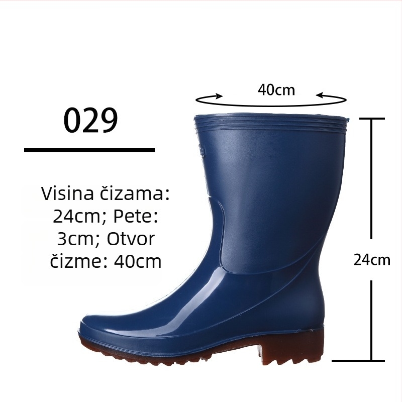 Golden Oak ženske PVC čizme za kišu, srednje visine, protuklizne, vodootporne, ravna peta