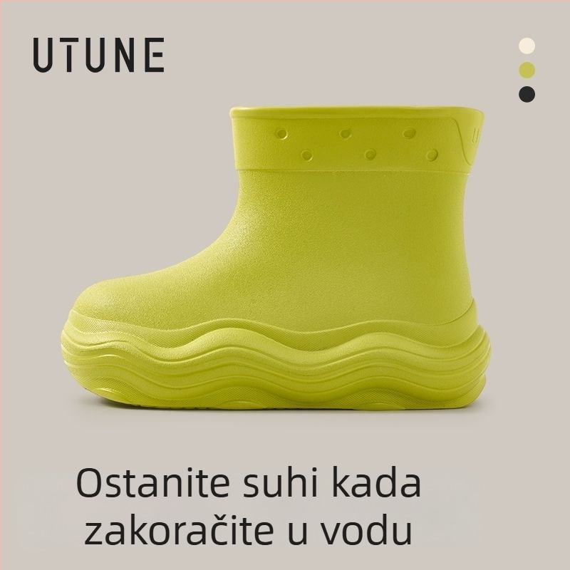 Ženske čizme za kišu, vodootporne za sve sezone, EVA gornji dio, srednje visine, protuklizni mekani đon EVA, povišenje visine 3–5 cm