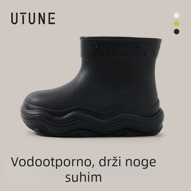 Ženske čizme za kišu, vodootporne za sve sezone, EVA gornji dio, srednje visine, protuklizni mekani đon EVA, povišenje visine 3–5 cm