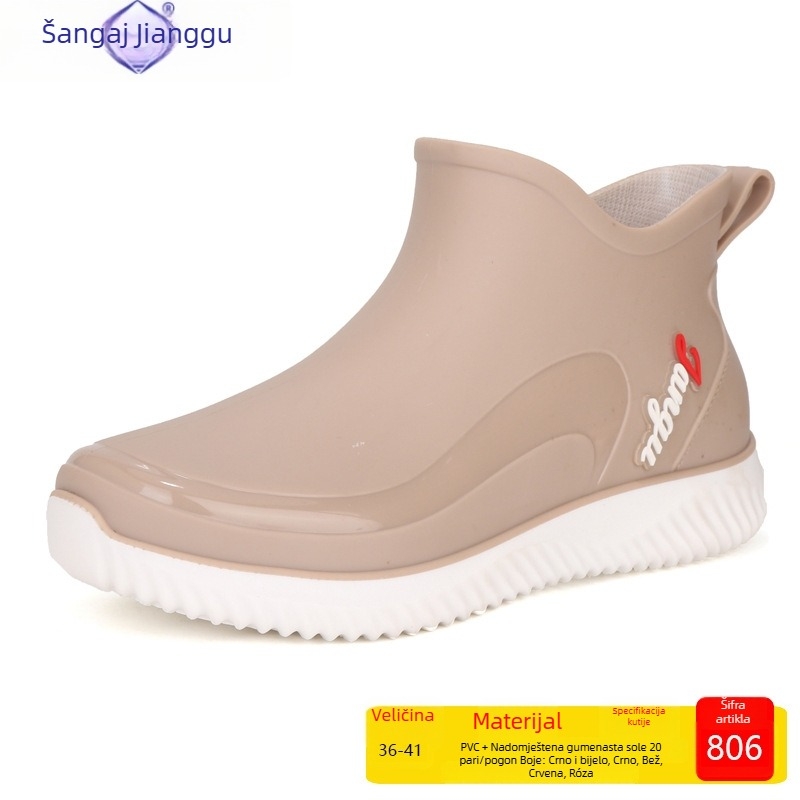 Kišne čizme, unisex, PVC gornji dio, niski dio čizme, ravni potpetica, četiri sezone, moderne formalno obuće
