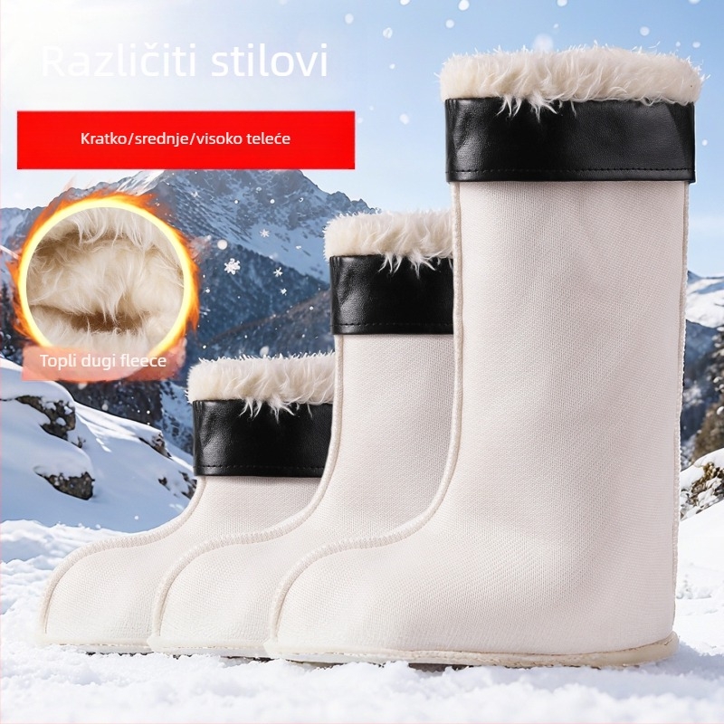 Ženske čizme za kišu s visokim vratom, gornji dio od tkanine, podstava od pamuka i fleecea, uklonjive unutarnje čarape, spremne za zimu