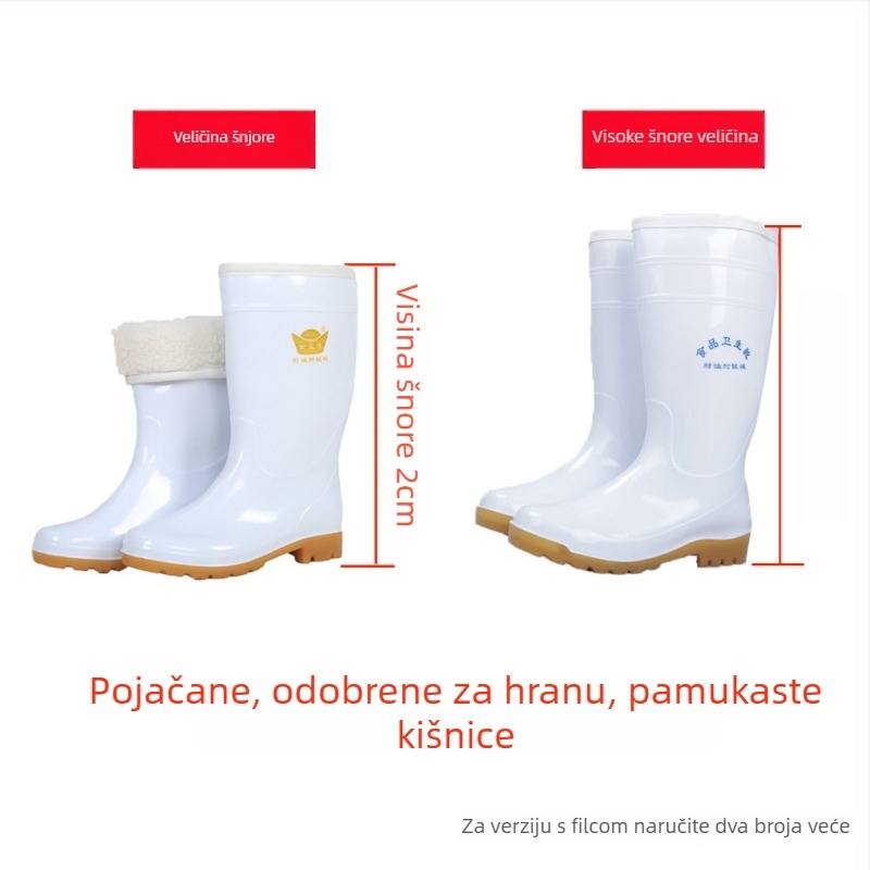 Ženske PVC čizme za kišu s potplatom od telećeg tetiva – vodootporne, otporne na kiseline i lužine, protuklizne, visoke