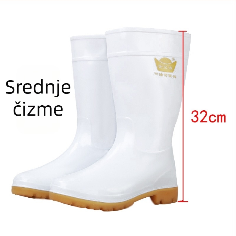 Ženske PVC čizme za kišu s potplatom od telećeg tetiva – vodootporne, otporne na kiseline i lužine, protuklizne, visoke