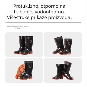 Muške kišne čizme srednje dužine – PVC, vodootporne, otporne na klizanje, otporne na abraziju, tople za industrijsku i građevinsku upotrebu