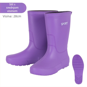 Ženske čizme za kišu - PVC gornji dio, srednja visina do potkoljenice, ravna peta, debela podloga, protuklizno – Male Heron