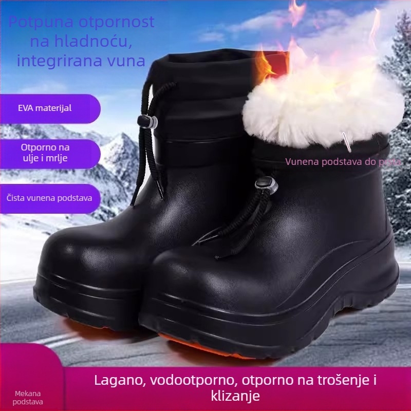 Ženske kišne čizme EVA, srednja visina cijevi, niski pet 1–3 cm, debeli đon, zatvaranje Kick