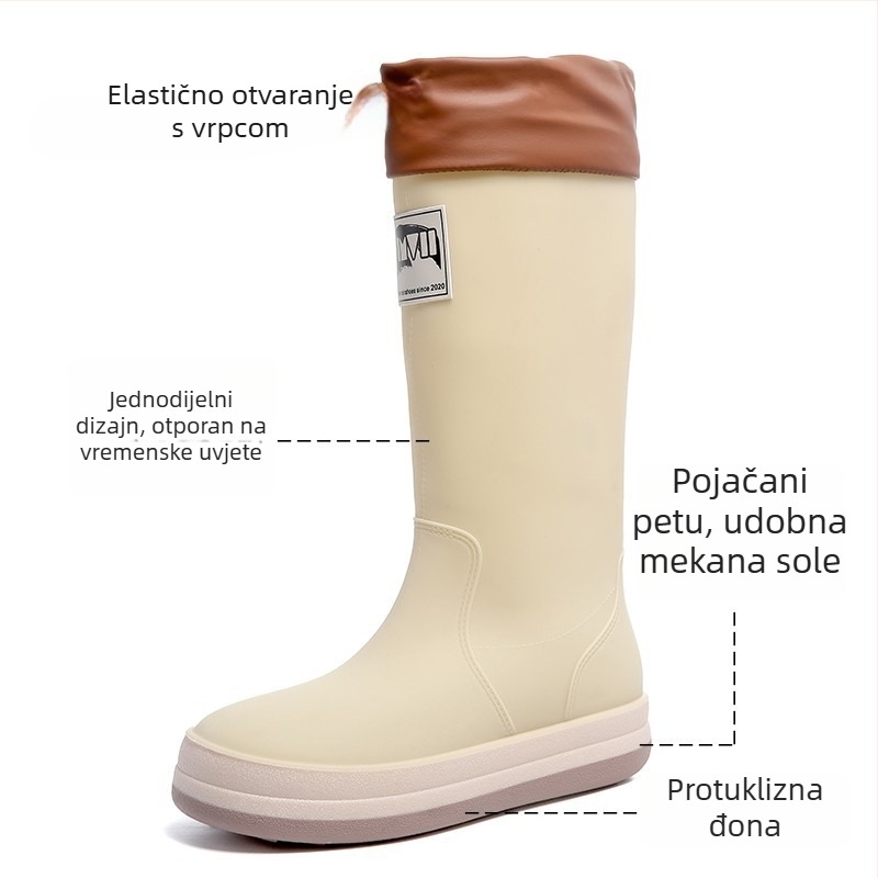 Unisex PVC čizme za kišu s visokim cilindrom, vodootporne i protuklizne, otporne na habanje, za četiri sezone, niska potpetica 1–3 cm
