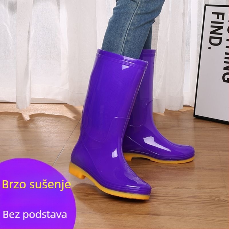 Ženske PVC čizme za kišu, visok gornji dio, obična debljina