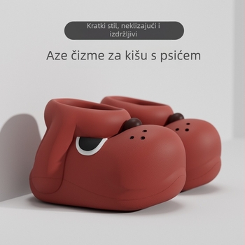 Chikoku ženske čizme za kišu s motivom psa – protuklizne, debeli đon, kratke vodootporne čizme za vanjske aktivnosti