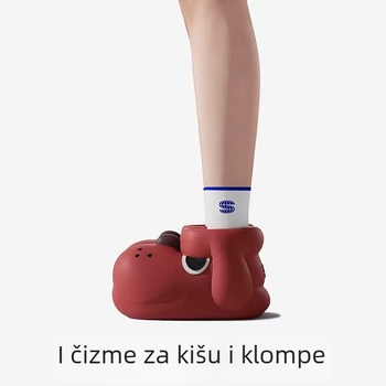 Chikoku ženske čizme za kišu s motivom psa – protuklizne, debeli đon, kratke vodootporne čizme za vanjske aktivnosti