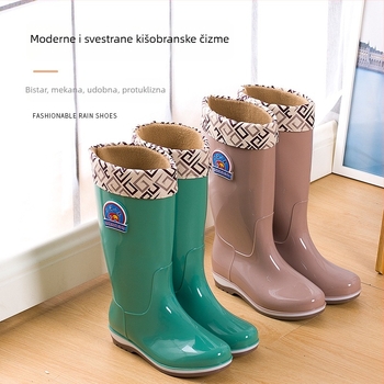 Ženske kišne čizme od PVC-a, visok štitnik, niski potplat 1-3 cm, za četiri sezone