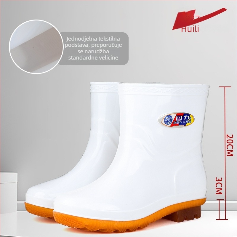Unisex niske čizme za kišu s plastičnim gornjim dijelom, protuklizni đon, jednostavno obuvanje, niski pet 1-3 cm, za sve sezone
