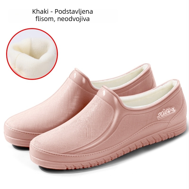 Ženske niske gumene čizme za kišu od PVC-a, vodootporne, s fleec podstavom, kratkog kroja, za proljeće i jesen