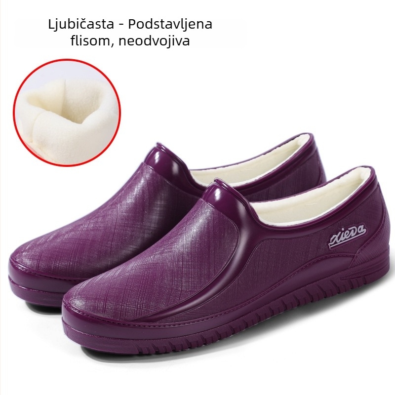 Ženske niske gumene čizme za kišu od PVC-a, vodootporne, s fleec podstavom, kratkog kroja, za proljeće i jesen