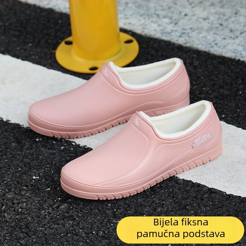 Ženske kišne čizme, vodootporne, PVC gornji dio, niski kroj cijevi, plosati potplat, protuklizna podloga (vodootporne, PVC gornji dio, niski kroj cijevi, plosati potplat, protuklizna podloga)