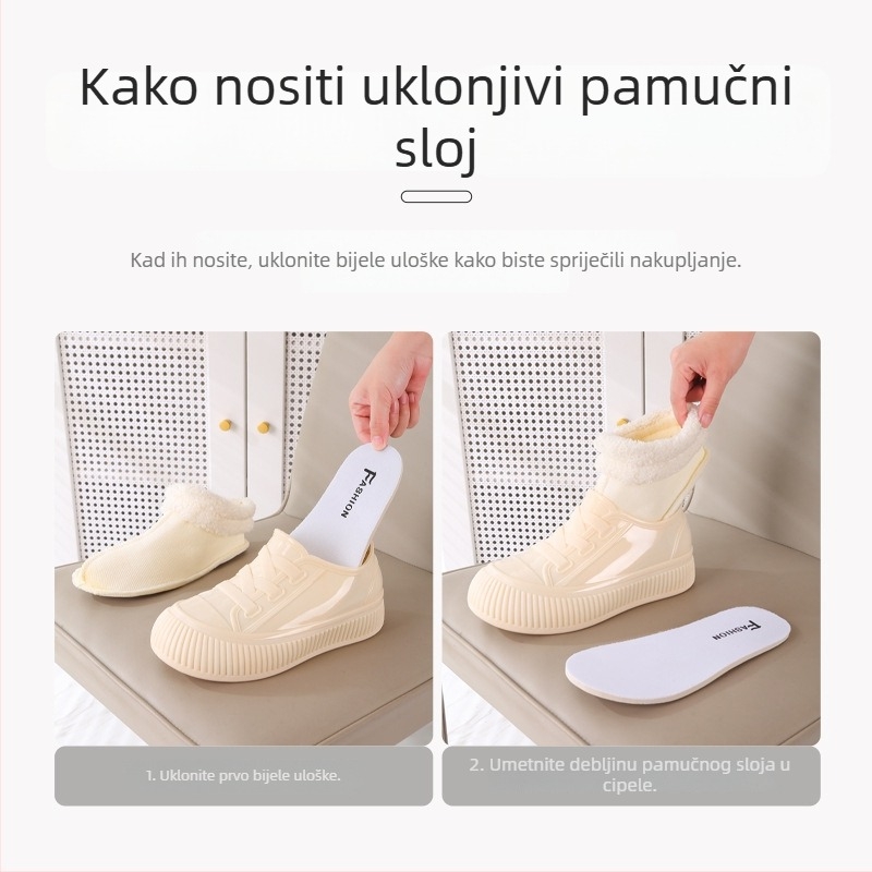 Ženske kišne čizme, protuklizna potplata, niski ovan, PVC gornji dio, debeli potplat, unutarnje podizanje