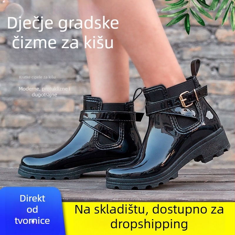 Ženske PVC čizme za kišu, srednje visine, s 3–5 cm petom, za sve sezone