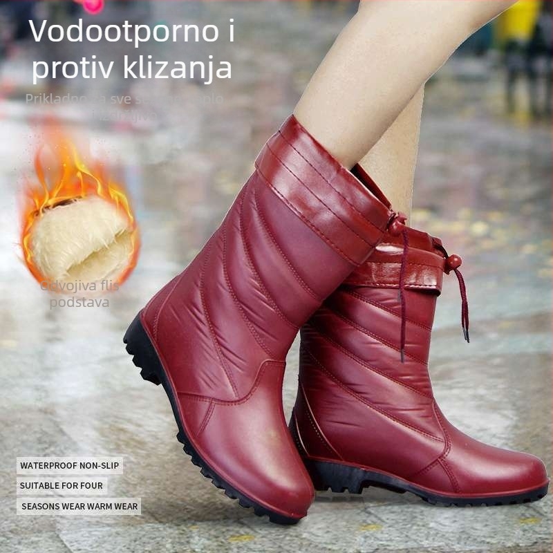 Ženske čizme za kišu s PVC gornjim dijelom, srednja visina potkoljenice, pogodne za jesen i zimu