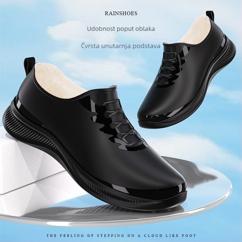 Žene cipele za kišu od PVC-a s fleece podstavom, vodootporne, protuklizne, otporne na habanje, niska peta 1–3 cm