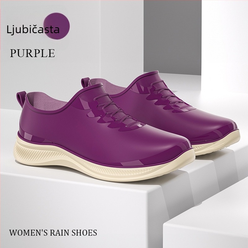 Žene cipele za kišu od PVC-a s fleece podstavom, vodootporne, protuklizne, otporne na habanje, niska peta 1–3 cm