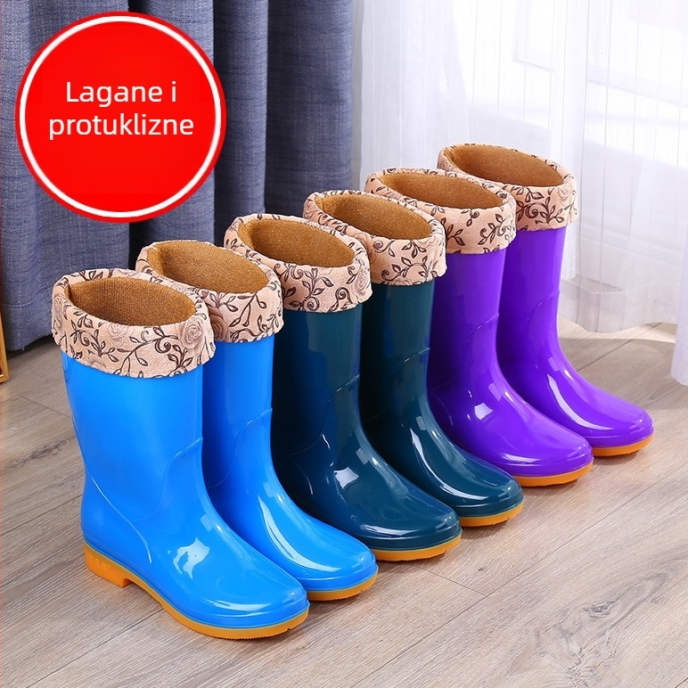 Ženske PVC čizme za kišu, srednje visine do potkoljenice, niski pet 1–3 cm, jednobojne, pogodne za sve sezone