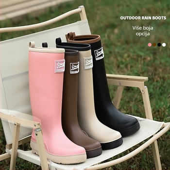 Ženske kišne čizme Zhe Star, PVC gornji dio, visok cilindar, niski pet 1-3 cm