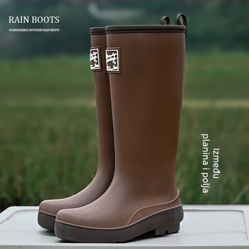 Ženske kišne čizme Zhe Star, PVC gornji dio, visok cilindar, niski pet 1-3 cm