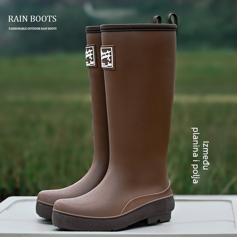 Ženske kišne čizme Zhe Star, PVC gornji dio, visok cilindar, niski pet 1-3 cm