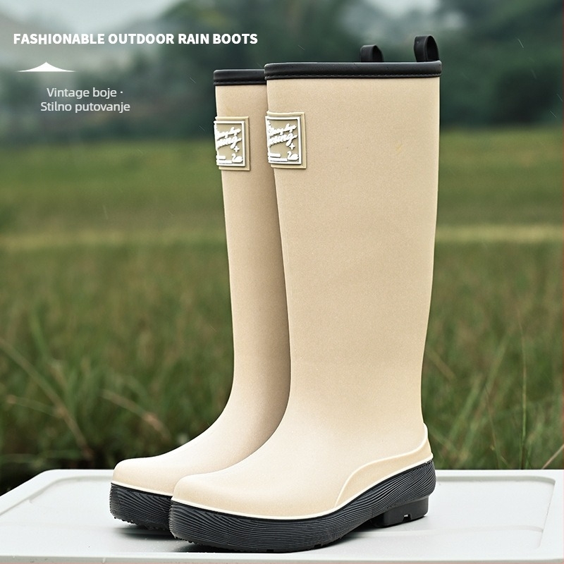 Ženske kišne čizme Zhe Star, PVC gornji dio, visok cilindar, niski pet 1-3 cm
