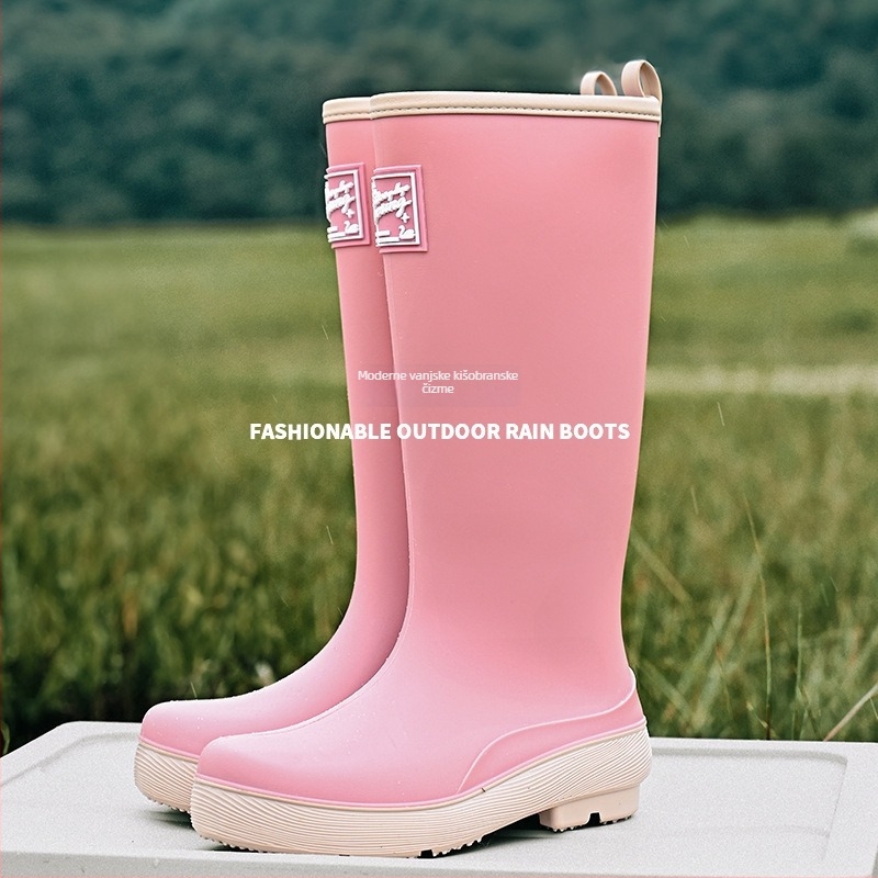 Ženske kišne čizme Zhe Star, PVC gornji dio, visok cilindar, niski pet 1-3 cm