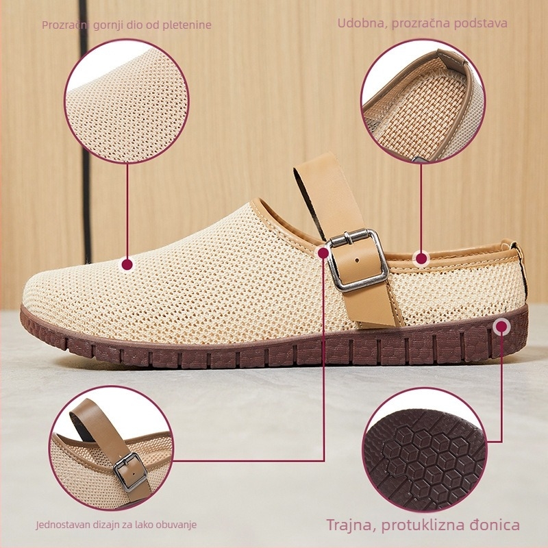 Ženske mrežaste sandale, lagane i prozračne, gornji dio od mreže, PVC potplat, injekcijski oblikovan potplat, jedinstveni uzorak, Slip-On