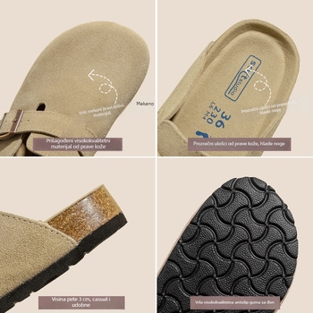 Kožne slip-on sandale, minimalistički dizajn, gornji dio od prave kože, kravlja koža, kožna podstava, EVA đon