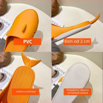 Baotou papuče za odrasle s dizajnom ajkule — protuklizne PVC unutarnje i vanjske, zatvoren vrh, životinjski uzorak