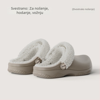 Ženske papuče s fleeceom, protuklizne, vodootporne EVA gornji dio i potplat, jednostavan slip-on