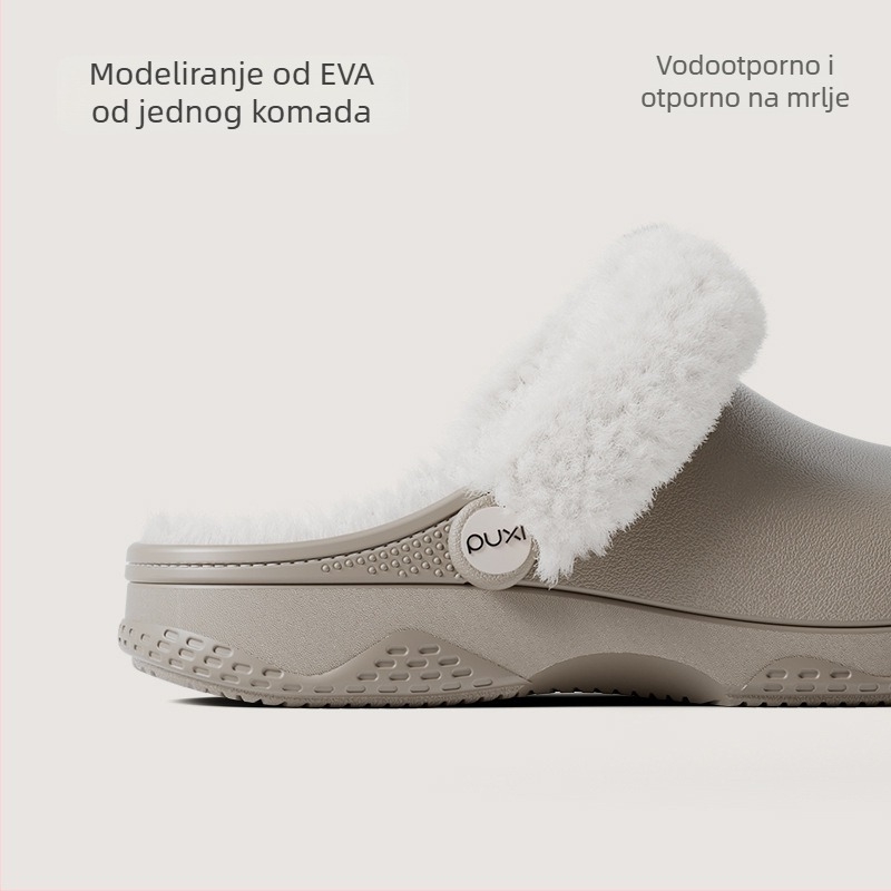 Ženske papuče s fleeceom, protuklizne, vodootporne EVA gornji dio i potplat, jednostavan slip-on