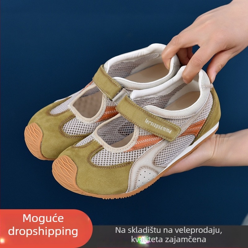 Ženske Mary Jane s Velcro, prozračni mrežasti gornji dio, okrugli vrh, niski dizajn, svakodnevne sportske tenisice