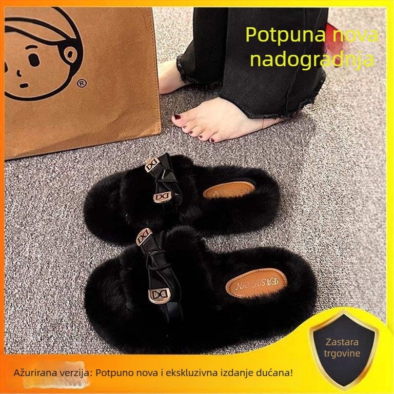 Ženske pliš papuče u Korejskom stilu, lagane, protivklizne, izdržljive, gornji dio od umjetne pliš, đon od pjene gume, debljina đona 0–3 cm