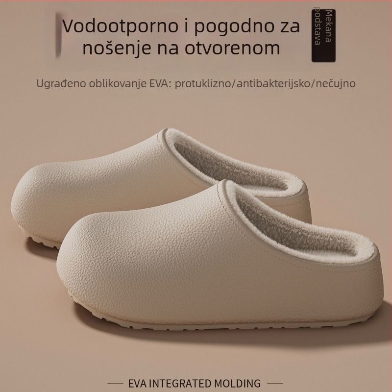 Ženske pamučne papuče s debelim EVA potplatom, vodootporne i protuklizne, s uložkom od umjetnog krzna, Lolita stil, zima 2025