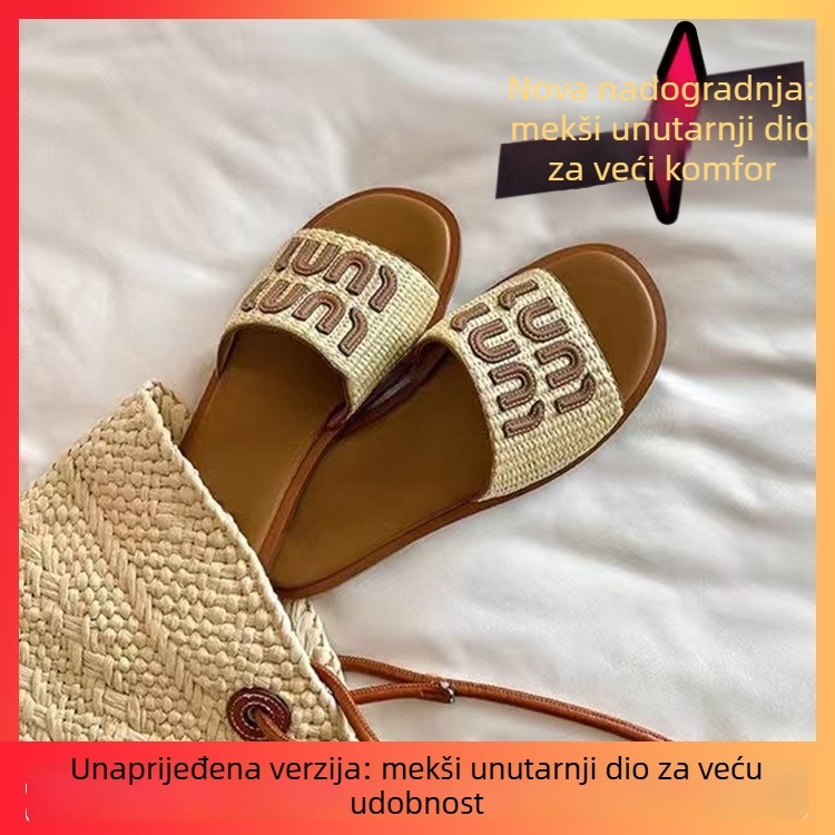 Ženske retro pletene japanke - gornji dio PU, đon od gume, unutarnji materijal imitacija kože, tehnologija đona: viskozna, lagane