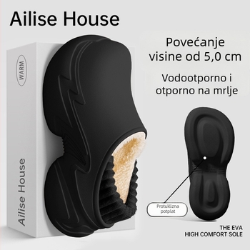 Ženske papuče za unutarnju upotrebu, vodootporne pliš papuče, gornji dio od brušene kože, EVA potplat, debljina 3–5 cm, protuklizne, Zima 2025